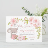 かわいいリスの花葉のフレーム赤ちゃんシャワー 招待状 (スタンド正面)