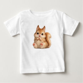 かわいいリスの赤ちゃんの天竺生地Tシャツ、赤ちゃんへのギフト ベビーTシャツ