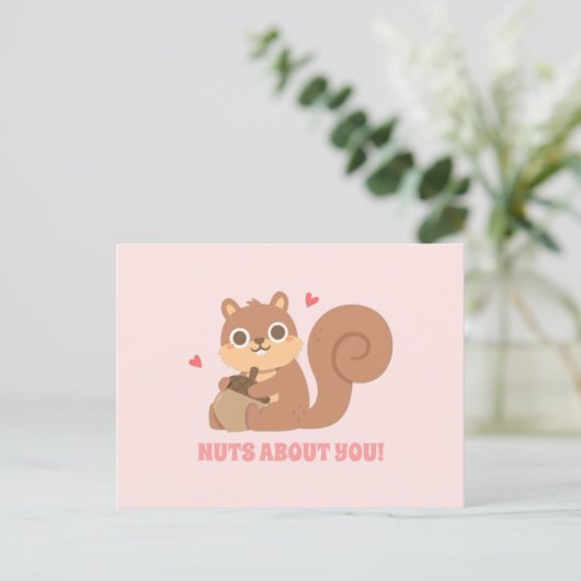かわいいリスはあなたが好き バレンタインデーのユーモア ポストカード (スタンド正面)
