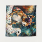 かわいいリスは浮き旅を楽しむ タペストリー (正面(横))