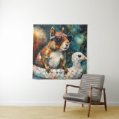 かわいいリスは浮き旅を楽しむ タペストリー (インサイチュ)