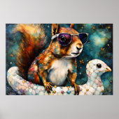 かわいいリスは浮き旅を楽しむ ポスター (正面)