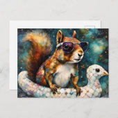 かわいいリスは浮き旅を楽しむ ポストカード (正面/裏面)