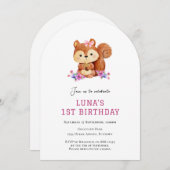 かわいいリスシンプルレルの誕生日の招待 招待状 (正面/裏面)