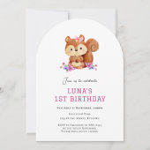かわいいリスシンプルレルの誕生日の招待 招待状 (正面)