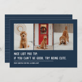 かわいいリスト 面白いペット 3枚の写真 ネイビー クリスマス (正面/裏面)