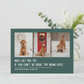 かわいいリスト 面白いペット 3枚の写真 緑のクリスマス シーズンカード (スタンド正面)