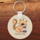 かわいいリスナース名をキーチェーンに追加 キーホルダー (正面)