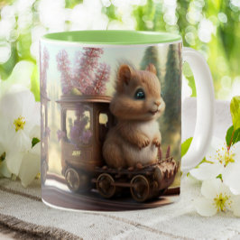 かわいいリスパーソナライズされたル ツートーンマグカップ