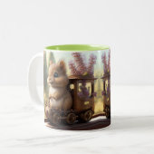 かわいいリスパーソナライズされたル ツートーンマグカップ (正面左)