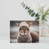 かわいいリス冬支度 ポストカード (スタンド正面)