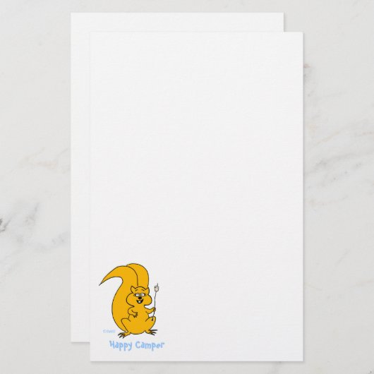かわいいリス幸せなキャンパーサマーキャンプ文房具 便箋 (正面/裏面)