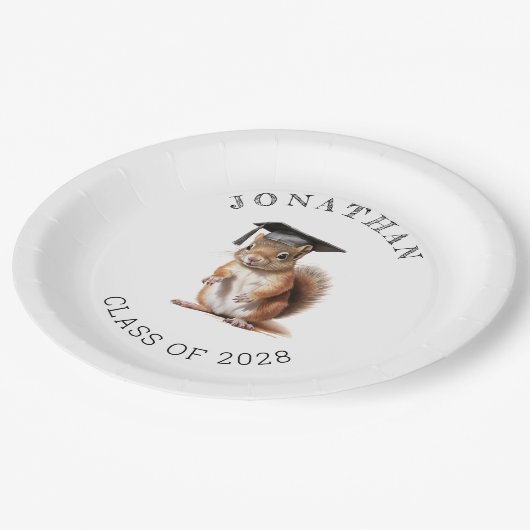 かわいいリス幼稚園の卒業パーティー ペーパープレート (アングル)