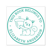 かわいいリス漫画名前をカスタムする蔵書票ラベル セルフインキングスタンプ (デザイン)