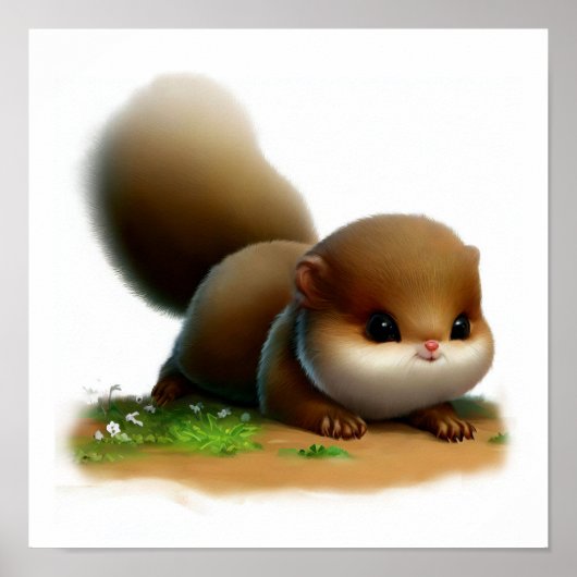 かわいいリス絵を描ルの3D水の色飛んでいる ポスター (正面)