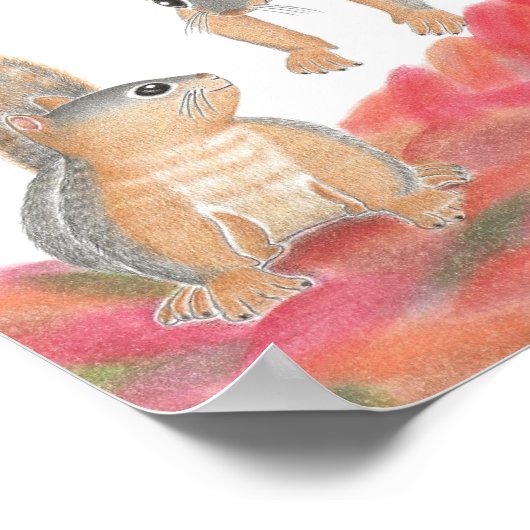 かわいいリス落ちたズ離れ子供部屋アートポスター ポスター (角)