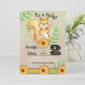 かわいいリス誕生日パーティーの招待 招待状 (スタンド正面)