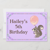 かわいいリス誕生日招待状 招待状 (正面)