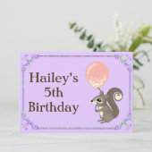 かわいいリス誕生日招待状 招待状 (スタンド正面)