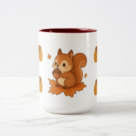 かわいいリス食べルの紅葉付きコーン ツートーンマグカップ