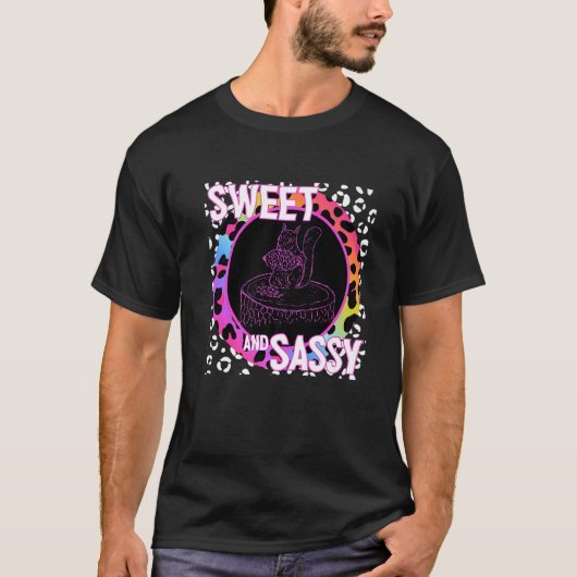 かわいいリス90sノスタルジアレインボーヒョウ柄 tシャツ (正面)