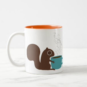 かわいいリス・コーヒー愛好家  おもしろい野生生物 ツートーンマグカップ