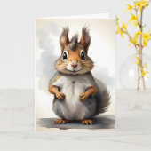 かわいいリス ポートレート 挨拶カード カード (黄色い花)
