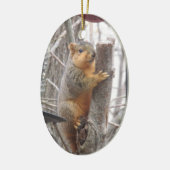 かわいいリス 写真 クリスマス セラミックオーナメント (左)