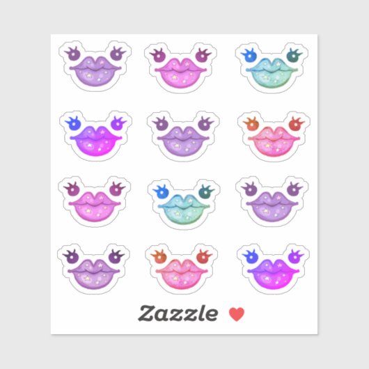 かわいいリップ顔ステッカーパック シール (シート)