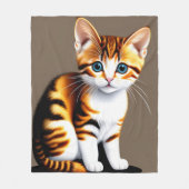 かわいいリトルふわふわ子猫ネコ フリースブランケット (正面)