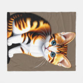 かわいいリトルふわふわ子猫ネコ フリースブランケット (正面(横))