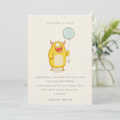 かわいいリトルアクアイエロー ハッピー モンスター ベイビー シャワー サンキューカード (スタンド正面)