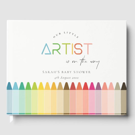 かわいいリトルアーティストクレヨンおもしろいレインボーベビーシャワー ゲストブック (正面)