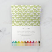 かわいいリトルアーティストクレヨンおもしろいレインボーベビーシャワー サンキューカード (内部)