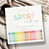 かわいいリトルアーティストクレヨンおもしろいレインボーベビーシャワー スタンダードカクテルナプキン