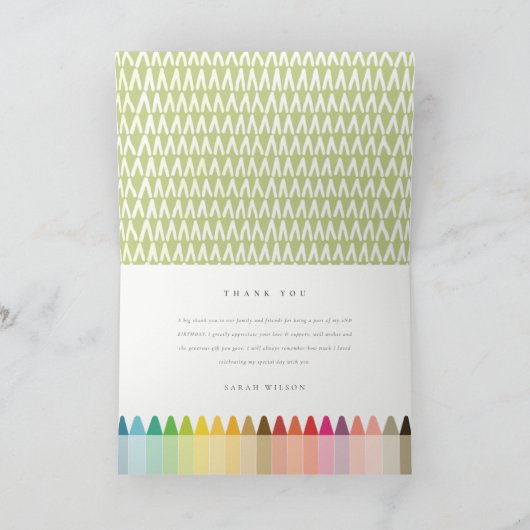 かわいいリトルアーティストクレヨンレインボーエイジ誕生日 サンキューカード (内部)