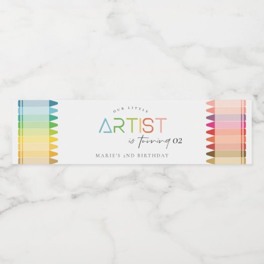 かわいいリトルアーティストクレヨンレインボーエイジ誕生日 ペットボトルラベル (シングルラベル)