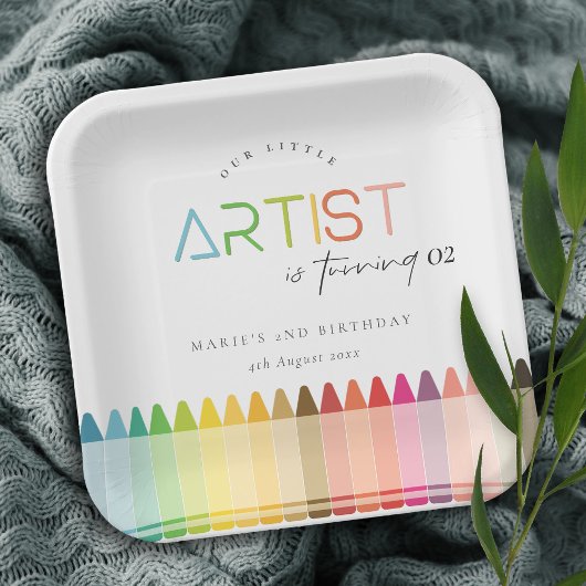 かわいいリトルアーティストクレヨンレインボーエイジ誕生日 ペーパープレート