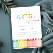 かわいいリトルアーティストクレヨンレインボーエイジ誕生日 招待状