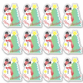 かわいいリトルアート雪だるま シール