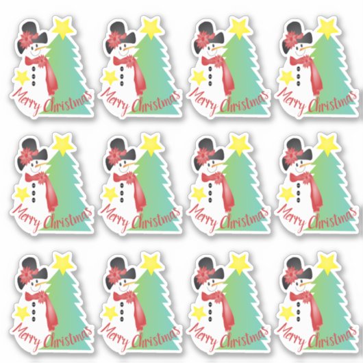 かわいいリトルアート雪だるま シール (正面)