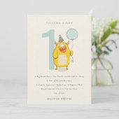 かわいいリトルイエローアクアモンスター 誕生日 すべての年齢 サンキューカード (スタンド正面)