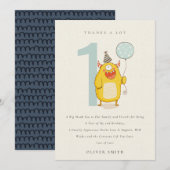 かわいいリトルイエローアクアモンスター 誕生日 すべての年齢 サンキューカード (正面/裏面)