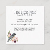 かわいいリトルウォーターベビーバード&ネスト スクエア名刺 (裏面)