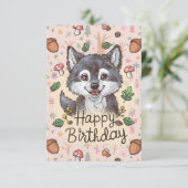 かわいいリトルウルフデジタル誕生日 カード (スタンド正面)
