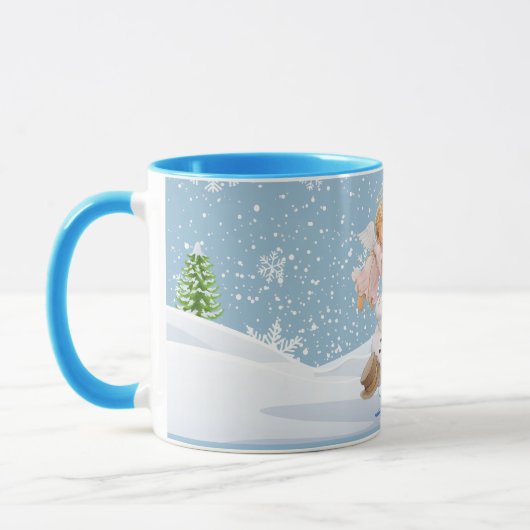 かわいいリトルエンジェルズアンド雪だるまマグ マグカップ (左)