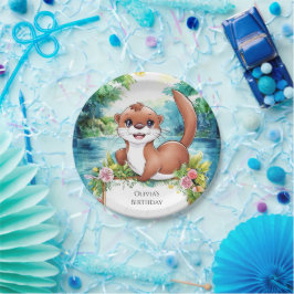 かわいいリトルオッター誕生日 ペーパープレート