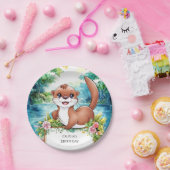 かわいいリトルオッター誕生日 ペーパープレート (パーティー)