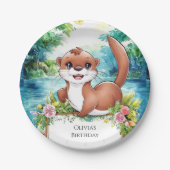 かわいいリトルオッター誕生日 ペーパープレート (正面)