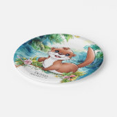 かわいいリトルオッター誕生日 ペーパープレート (アングル)